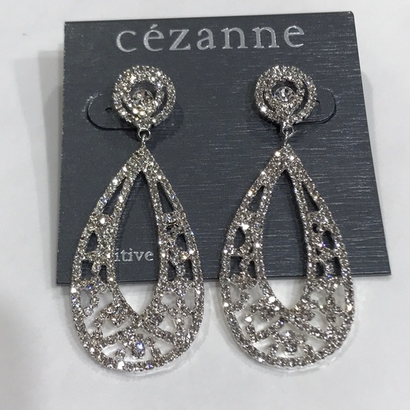 Cézanne Rhinestones & Silvertone Post Earrings! - Picture 2 of 5